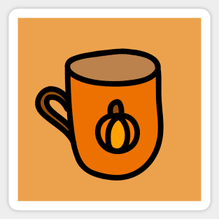 Orange Mug with Pumpkin Doodle, made by EndlessEmporium Sticker